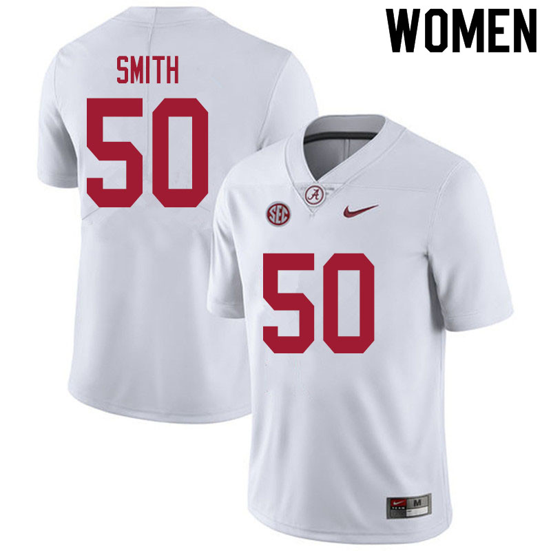 Alabama Crimson Tide Women's Tim Smith #50 White NCAA Nike Authentic Stitched 2020 College Football Jersey RX16B33IL